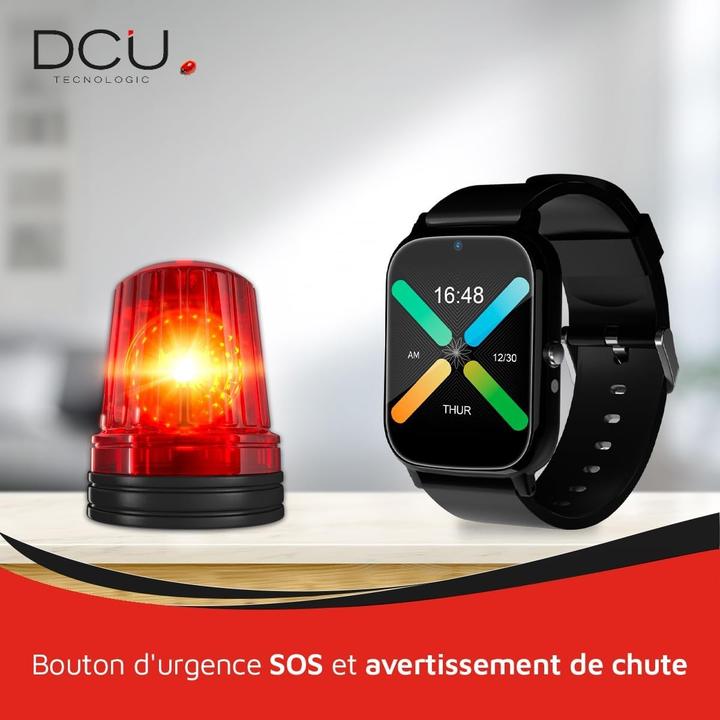 Immagine prodotto DCU Tecnologic Smartwatch Senior con GPS e videochiamate 4G con display IPS da 1,69 pollici impermeabile IPX6 nero (26 mm, 4G)