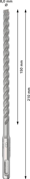 Productafbeelding Bosch Professional Zubehör hardmetalen hamerboor SDS-Plus-p5X lengte 210 mm boor ø 8 mm - 10 stuks (8 millimeter)