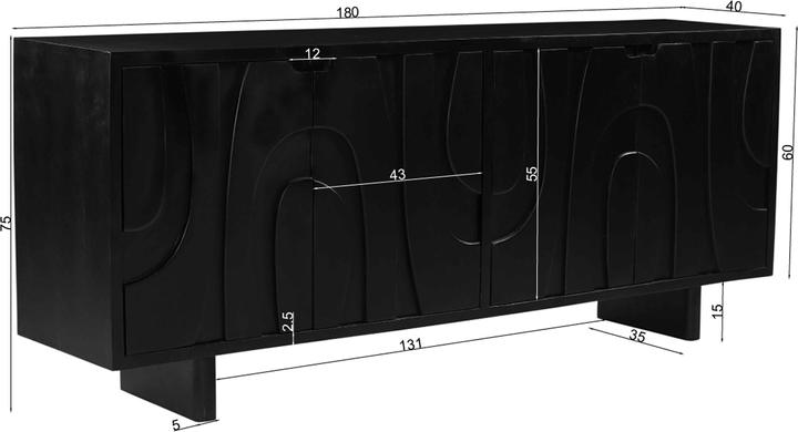 Produktbild SIT Möbel Black Smooth (180 x 43 x 76 cm)
