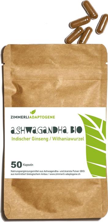 Zimmerli Adaptogene Ashwagandha en gélules (BIO) 50 gélules (1 pièce(s), Capsules, 25 g)