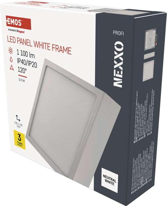 Actual product image Emos Surface-mounted LED light NEXXO, square, white, 12.5W,Neutral white (1100 lm)