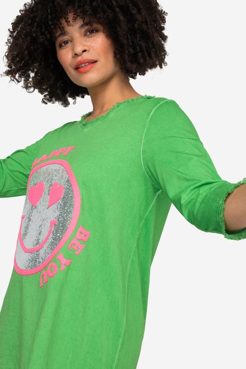 Produktbild Angel of Style T-Shirt, A-Linie, Pailletten-Smiley, V-Ausschnitt, 3/4-Ärmel (54)