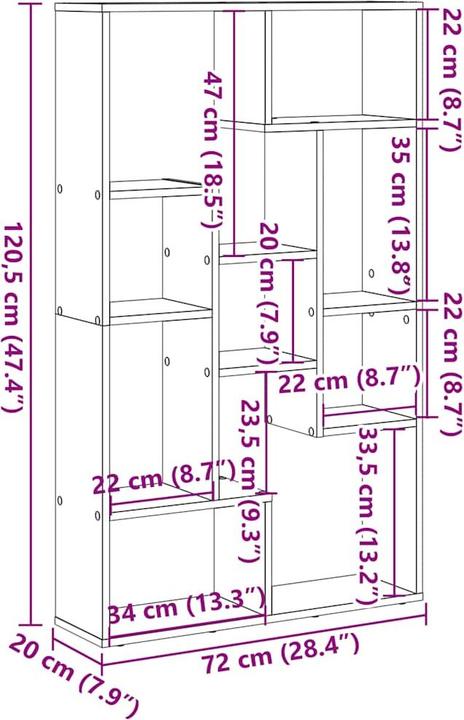 Immagine prodotto vidaXL Bücherregal (72 x 20 x 120 cm)