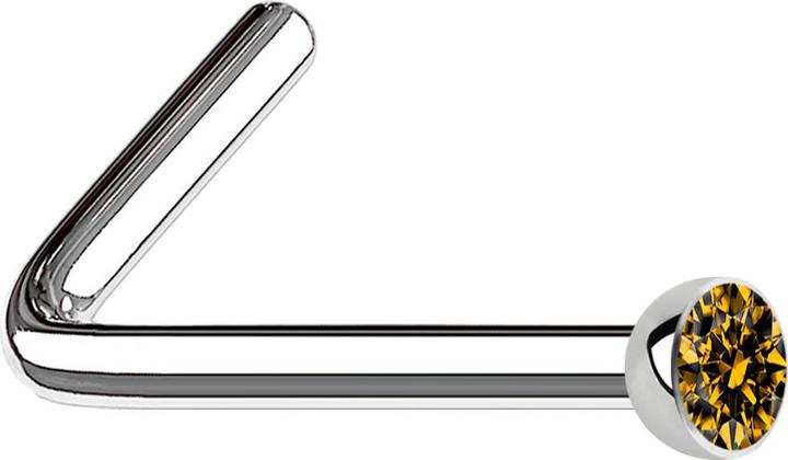 Immagine prodotto Star Piercing Borchia da naso angolata in argento con cristallo topazio (senza ottone, Acciaio chirurgico 316L)