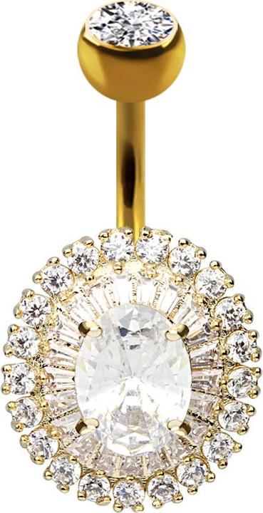 Immagine prodotto Star Piercing Banana in argento placcata oro 14k con dente di leone in cristallo (Ottone, Acciaio chirurgico 316L)