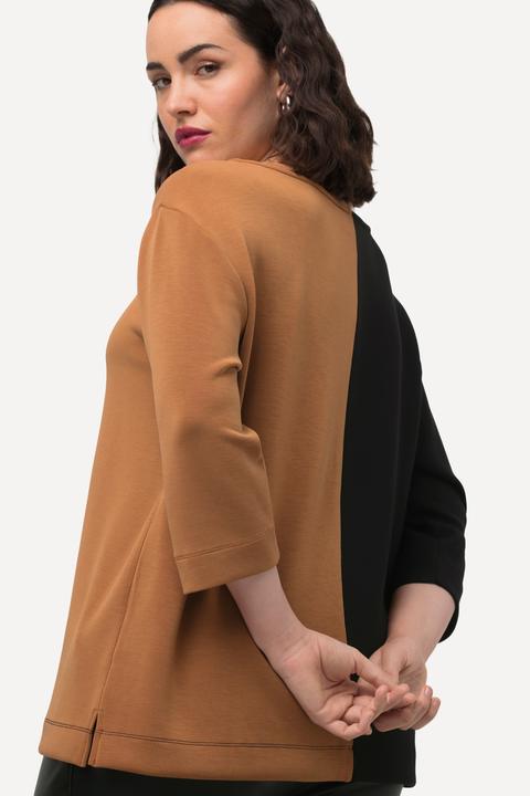 Actual product image Ulla Popken 3/4 Sleeve Scoop Neck Colorblock Sweatshirt (46, 48)