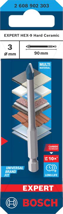 Produktbild Bosch Professional Zubehör EXPERT HEX-9 Hard Ceramic Bohrer, 3x90 mm (3 Millimeter)