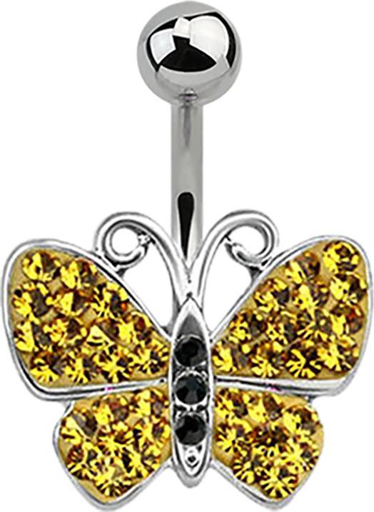 Image du produit Star Piercing Banane argent papillon topaze (sans laiton, Acier chirurgical 316L)