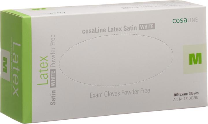 Image du produit CosaLine Gants d'examen Latex Satin blanc non-poudrés (M)