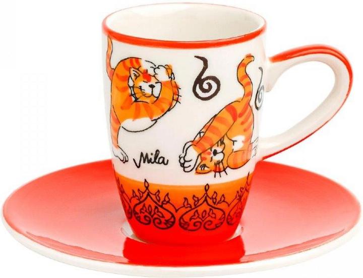 Image du produit Mila Tasse à expresso Oommh Yoga 137 ml, 6 pièces, rouge/blanc (137 ml, 6 x)
