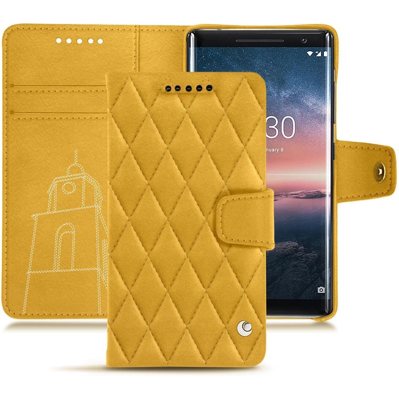 Noreve Lederschutzhülle Wallet (Nokia 8 Sirocco), Smartphone Hülle, Orange
