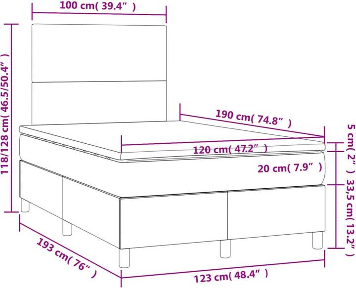 Produktbild vidaXL Boxspringbett (120 x 190 cm)