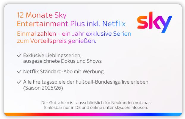 Actual product image SKY Entertainment Plus incl. Netflix + FREE World Cup T-shirt! (12 Months)