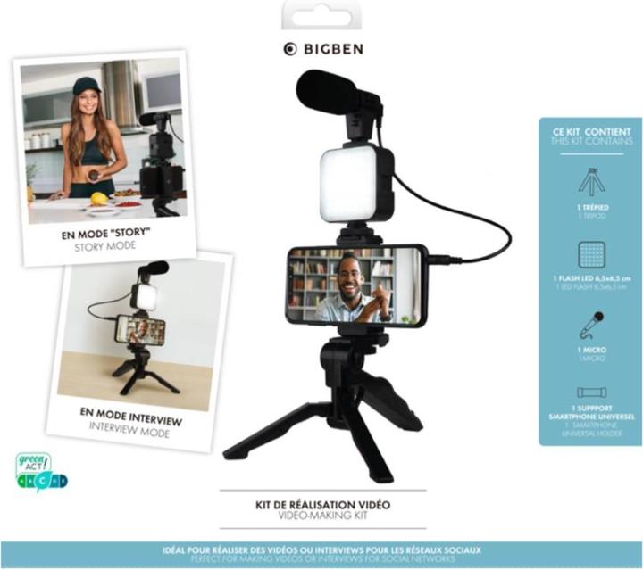 Image du produit Bigben Connected BBC Live stream vlogging tripode & microp (Éclairage annulaire)