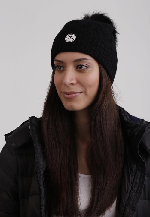 Image du produit Cash-Mere Kaschmir Mütze mit Zopfmuster und Bommel (Taille unique)
