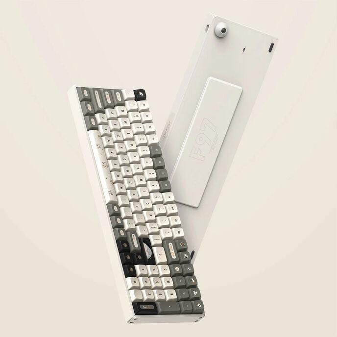 Thumbnail - Iqunix F97 Hitchhiker Wireless Gaming Tastatur, RGB - Moonstone-Switches (DE, Kabellos), Tastatur, Weiss, Grau
