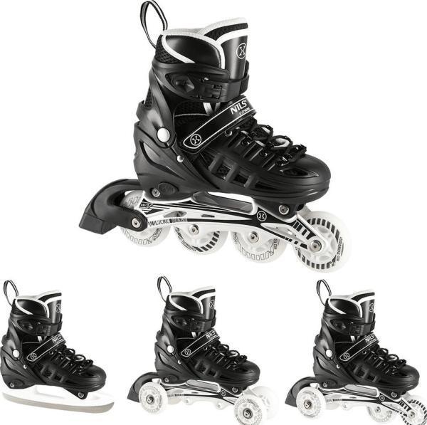 Nils NH10905 4in1 BLACK LED SIZE M. M(35-38) INLINE SKATES WITH DIM. EXTREME HOCKEY BLADE (35)