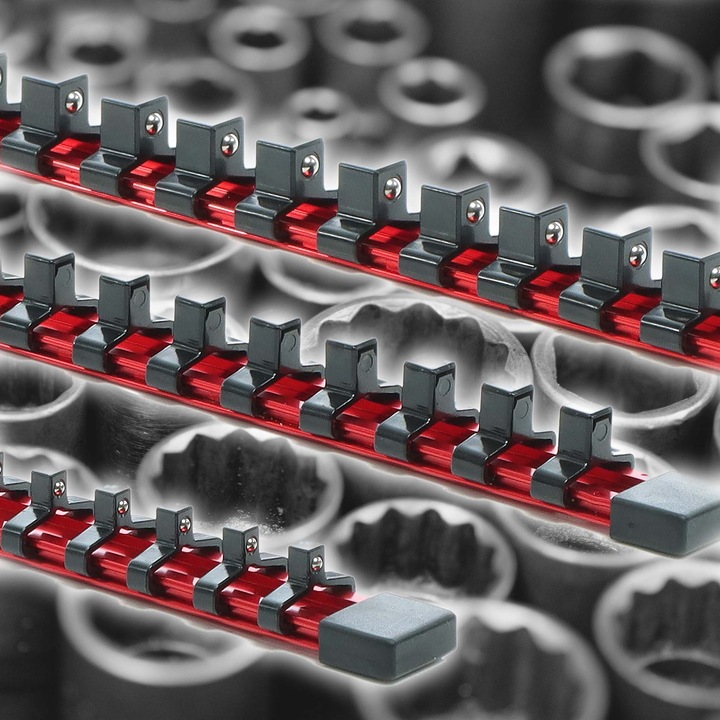 Actual product image XPOtool 3x Socket Wrench Organiser Holder for 54 Box Spanners 1/2", 1/4", and 3/8" metric/imp