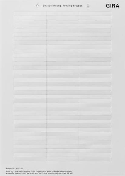 Actual product image Gira Labelling sheets 54.5 x 7 mm Accessories 145300