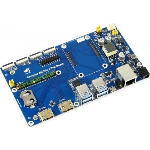 WaveShare Scheda Raspberry Pi Compute Module 4 IO con funzione PoE, Scheda + Kit di sviluppo