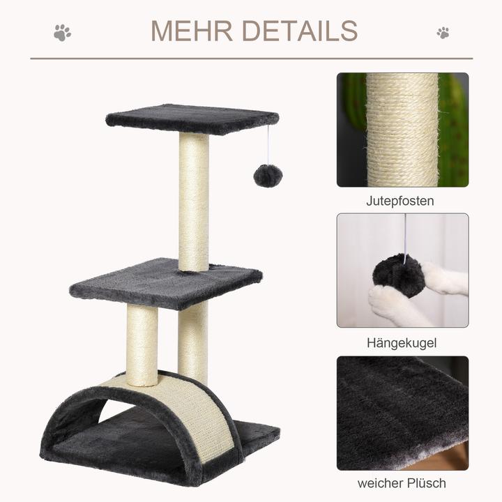 Actual product image Jamb Cat tree (72 cm, Dark grey (plush) + beige (sisal rope))