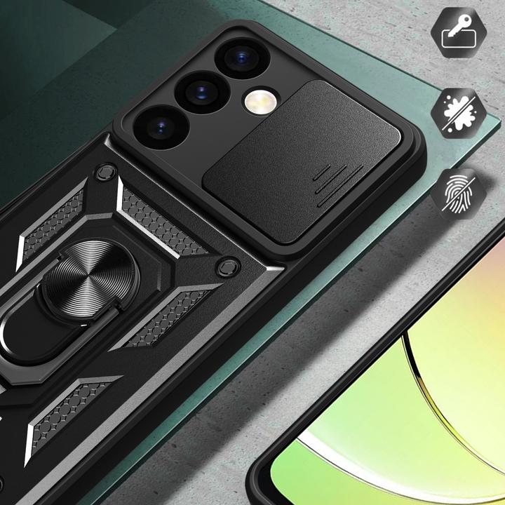 Actual product image Hurtel Hybrid Armor Camshield armoured cover with camera cover - Black (Samsung Galaxy S24+)
