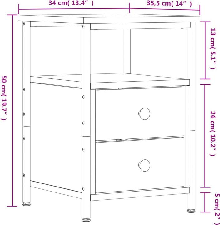 Immagine prodotto vidaXL Nachttisch (35.50 x 34 x 50 cm)