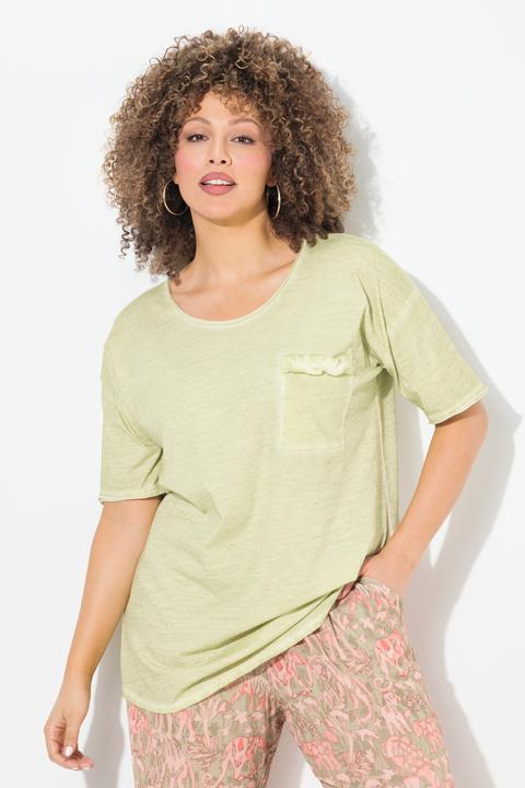 Produktbild Ulla Popken T-Shirt, oversized, Rüschen-Brusttasche, Halbarm (62)