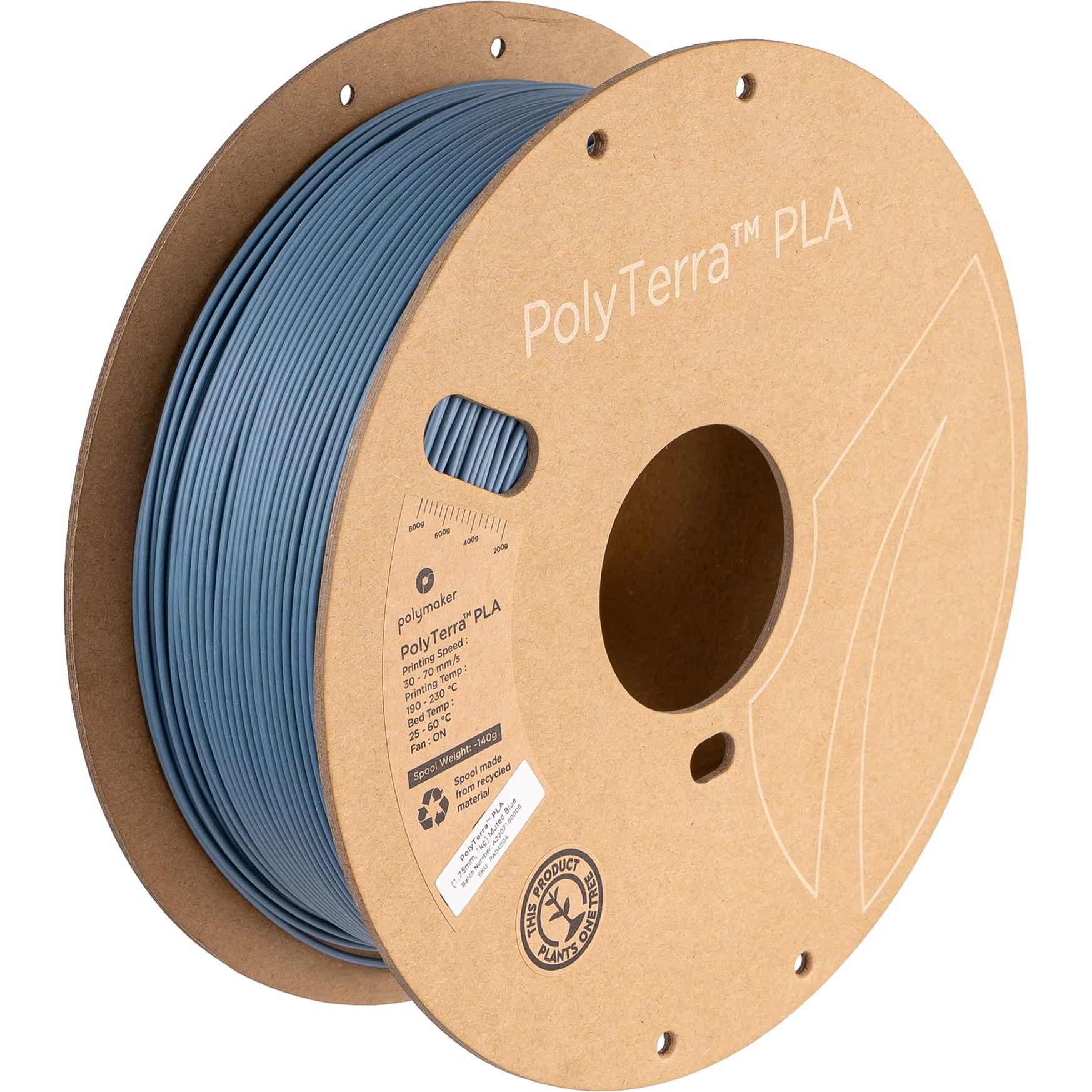 Polymaker PolyTerra PLA + (PLA+, 1.75 mm, 1000 g, Türkis), 3D Filament, Türkis