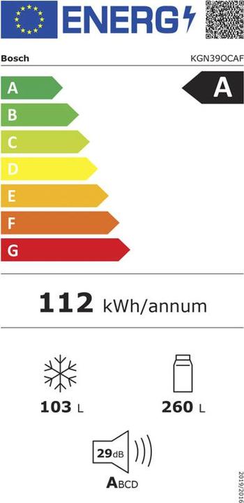 Etichetta energetica Bosch Hausgeräte BOSCH KGN39OCAF Frigorifero/congelatore combinato (363 l)
