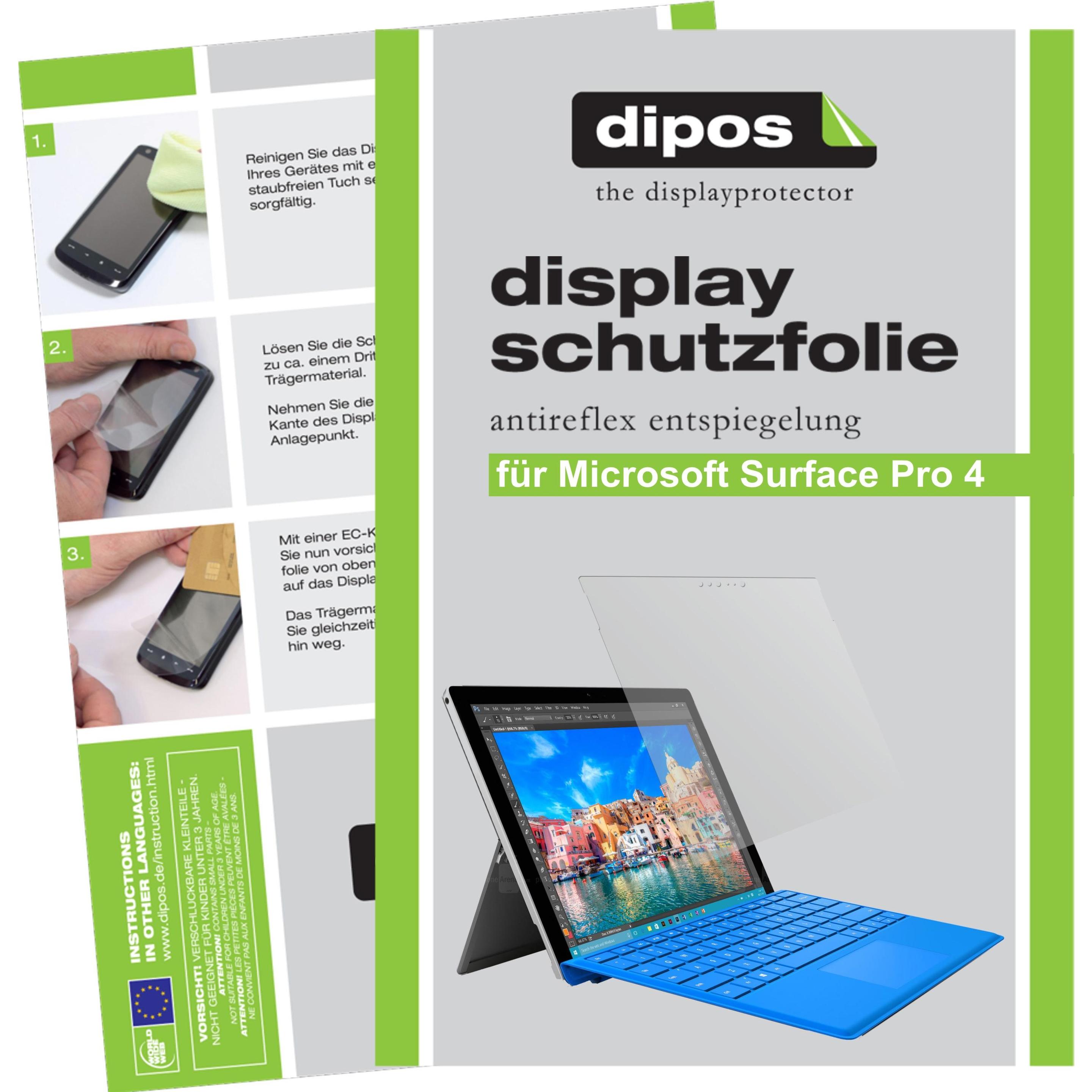 Dipos Displayschutzfolie Antireflex (2 Stück, Microsoft Surface Pro 4), Tablet Schutzfolie