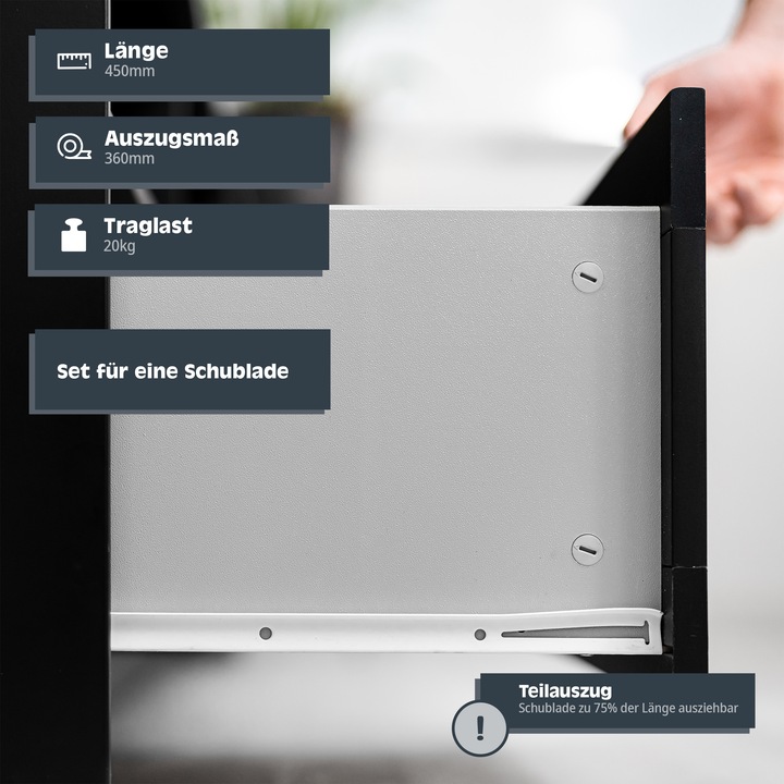Actual product image Helpmate Rollschubführung 450 mm, Teilauszug, 1 Paar