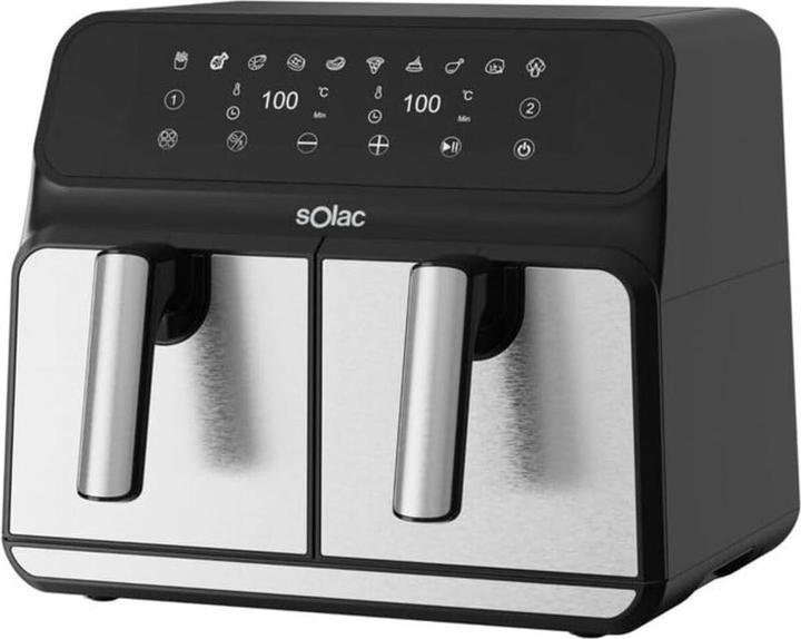 Solac Luftfritteuse mit zwei Körben, berührungssensitive Steuerung, programmierbar, ohne Öl, 11 Funktionen