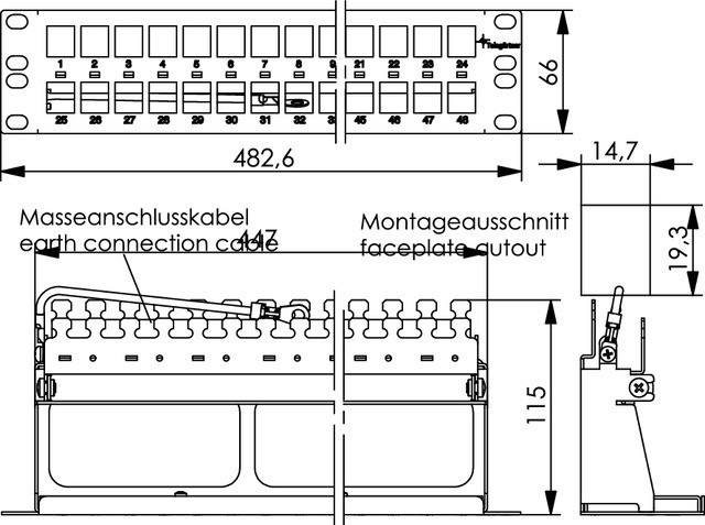 Image du produit Telegärtner Couvercle avant - gris, RAL 7035 - 1.5U - 48,3 cm (19")