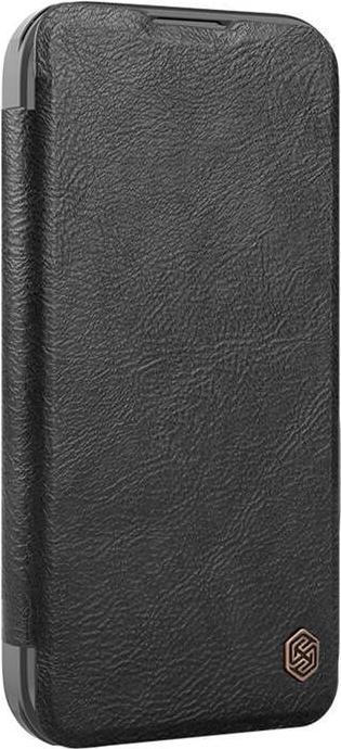 Actual product image Nillkin Etui Qin Prop Leather iPhone 16 Pro (czarny) (Apple iPhone 16 Pro)