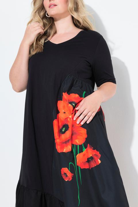 Produktbild Miamoda Kleid, A-Linie, Blütenmotiv, Mesheinsatz (44)