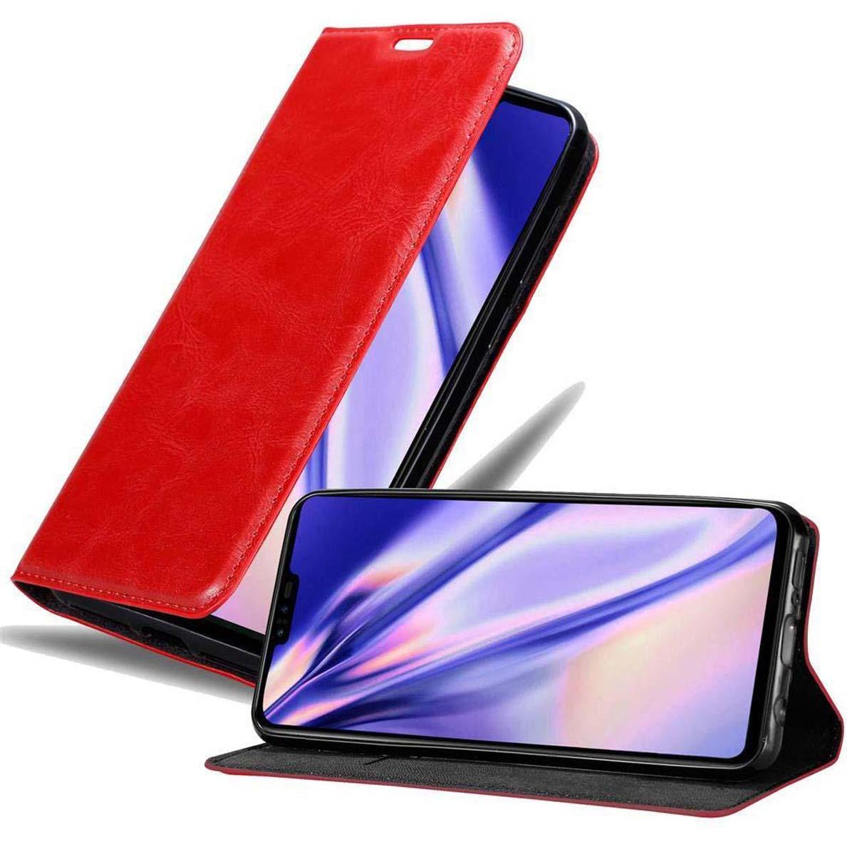 Cadorabo Book Invisible Magnet Cover (LG V50 ThinQ), Smartphone Hülle, Rot