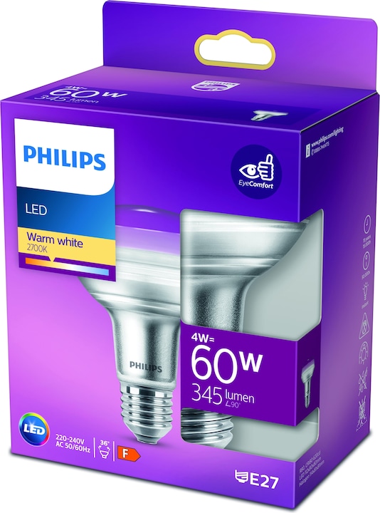Produktbild Philips Lampe 4 W (60 W) E27 Warmweiss (E27, 4 W, 345 lm, 1 x, F)