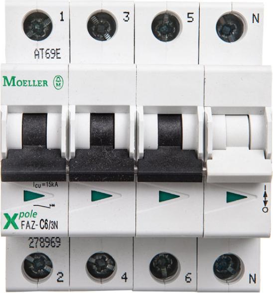 Produktbild Eaton MOE FAZ-C6/3N LS-Schalter C-Char 6A, 3p+N