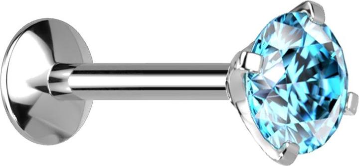 Image du produit Star Piercing Micro femelle Labret UFO argenté avec cristal serti aqua (sans laiton, Titane)