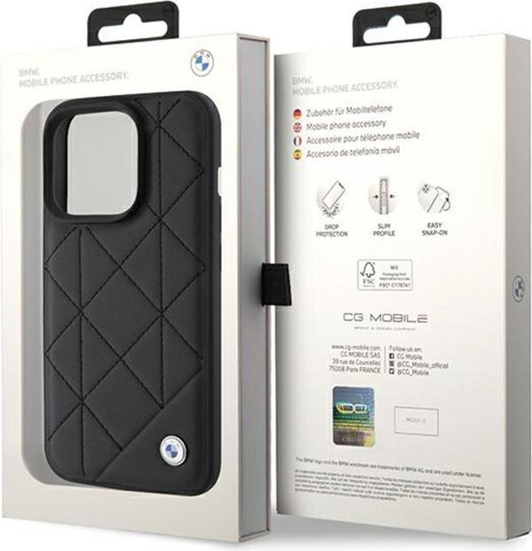 Produktbild BMW BMHCP15X22RQDK iPhone 15 Pro Max 6.7" czarny/black Leather Quilted (Apple iPhone 15 Pro Max)