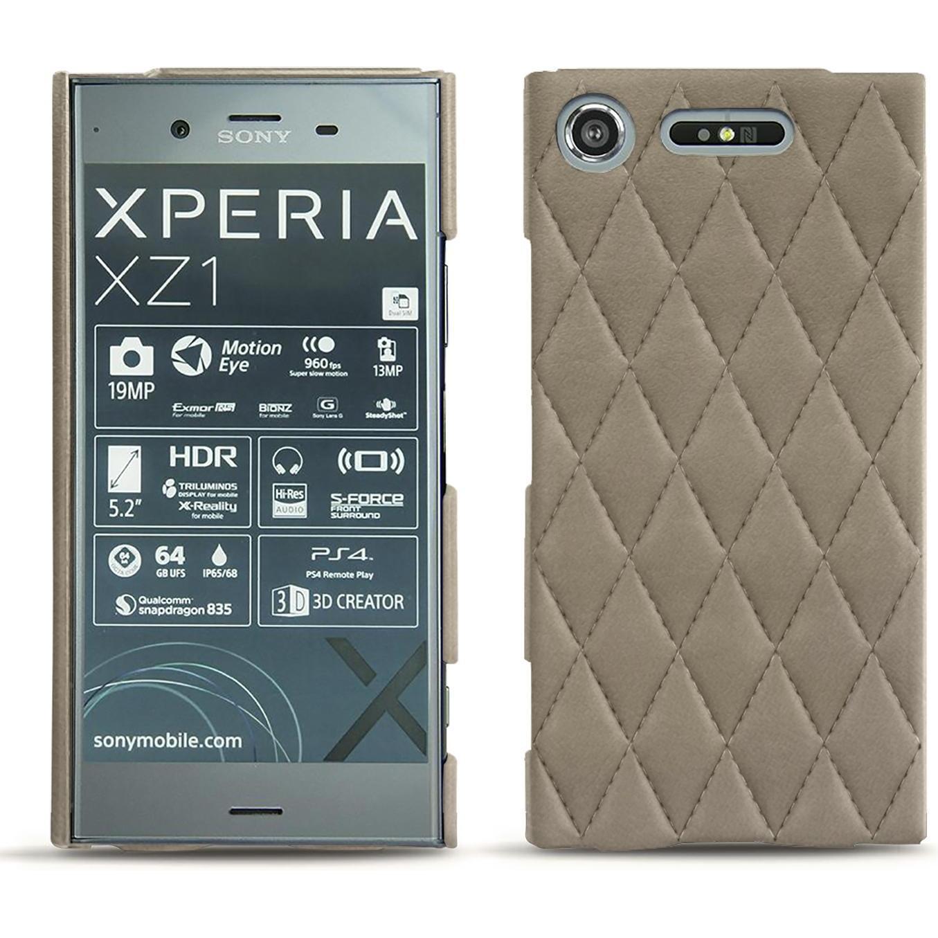 Noreve Lederschutzhülle (Sony Xperia XZ1), Smartphone Hülle, Beige