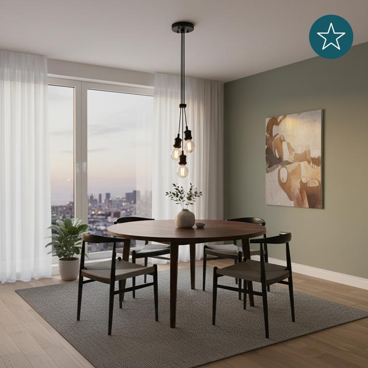 Produktbild Luxula Pendelleuchte Avocado 3 flammig, für 3 x E27, Metall, 1,5 m Textilkabel, schwarz (E27)