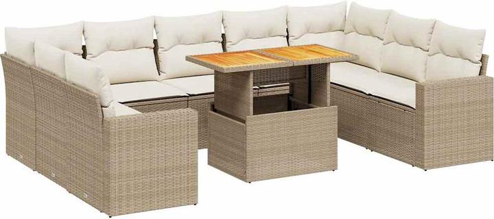 Image du produit vidaXL Meuble de jardin Canapé Salon de jardin Ensemble de jardin 10 pièces Beige