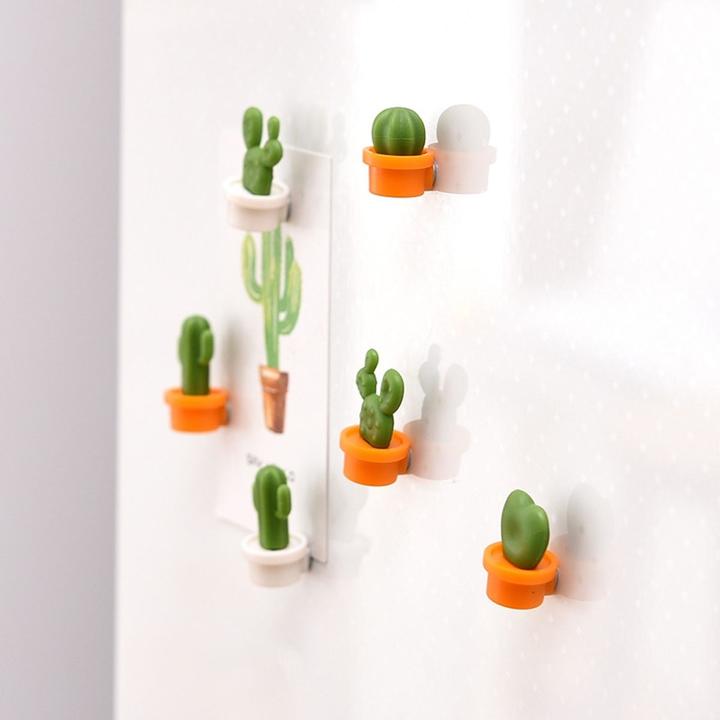 Produktbild König Design 6er Set Magnete Kühlschrank Set Küche Pinnwand Memowand Magnet Holder Kaktus (6 x)