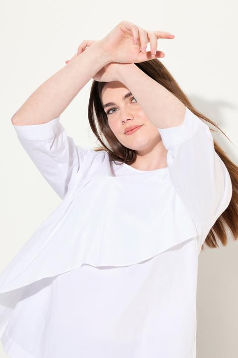 Produktbild Ulla Popken Bluse, Volant, A-Linie, Rundhals, 3/4-Arm (58)