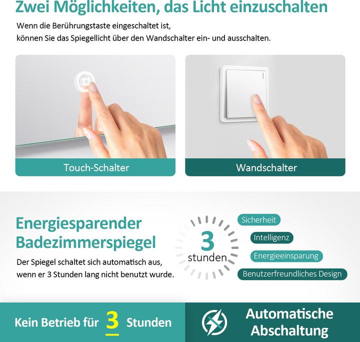 Actual product image Emke Bathroom Mirror With Lighting Φ70cm, Cool-White6500K, Dimmable,Touch Switch