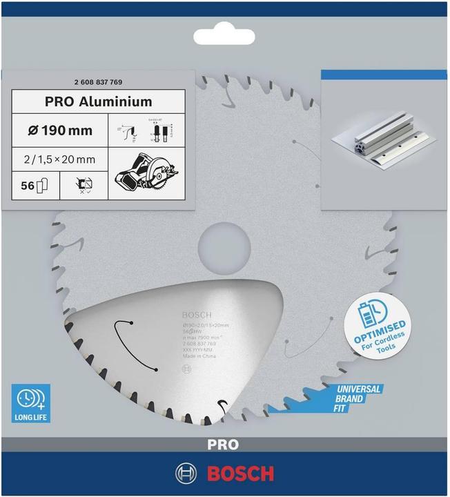 Produktbild Bosch Professional Zubehör PRO Aluminium cordless Kreissägeblatt, 190 x 2 x 20 mm