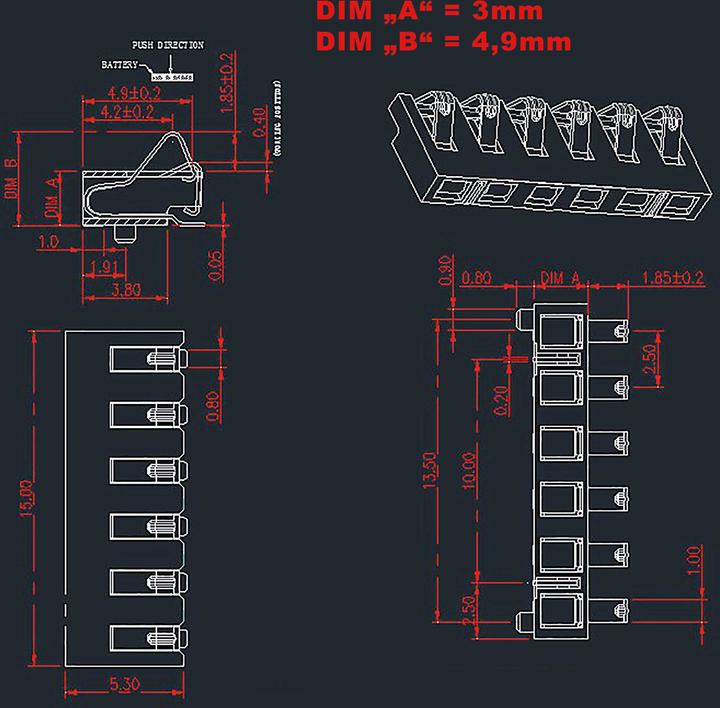 Image du produit Planet-Hobby contact à ressort 6 pôles 15x5,3mm