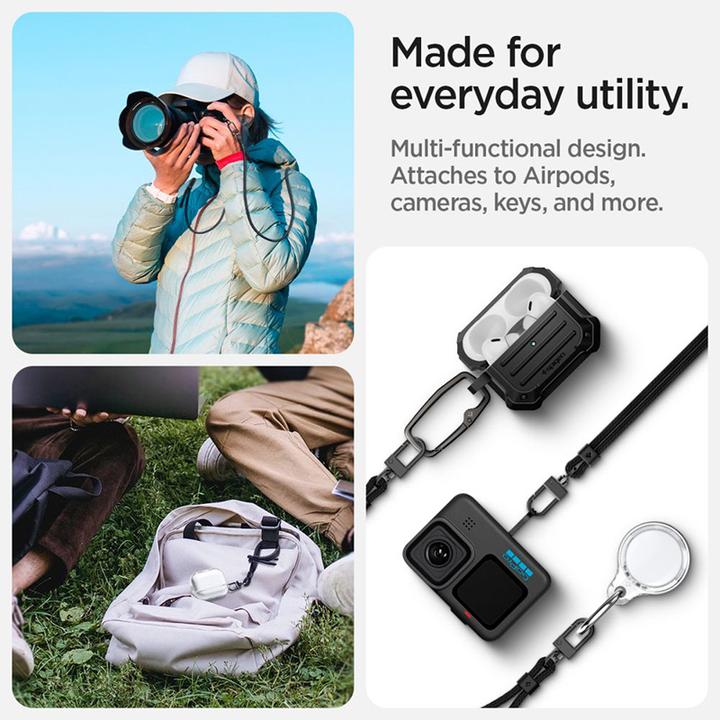 Actual product image Spigen Universal Strap Set Crossbody & Wrist smycz na telefon czarny/black AFA06259